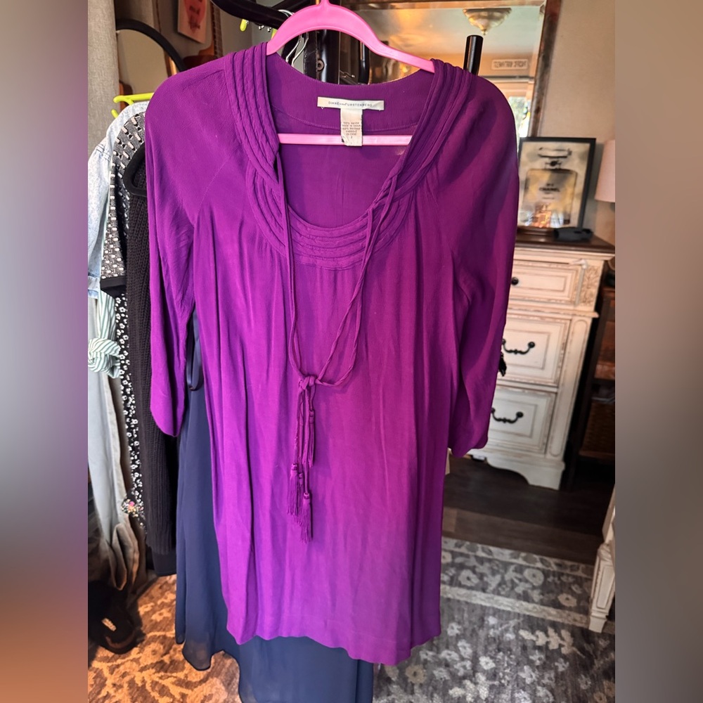 Diane Von Furstenberg Vibrant Purple Tunic Dress